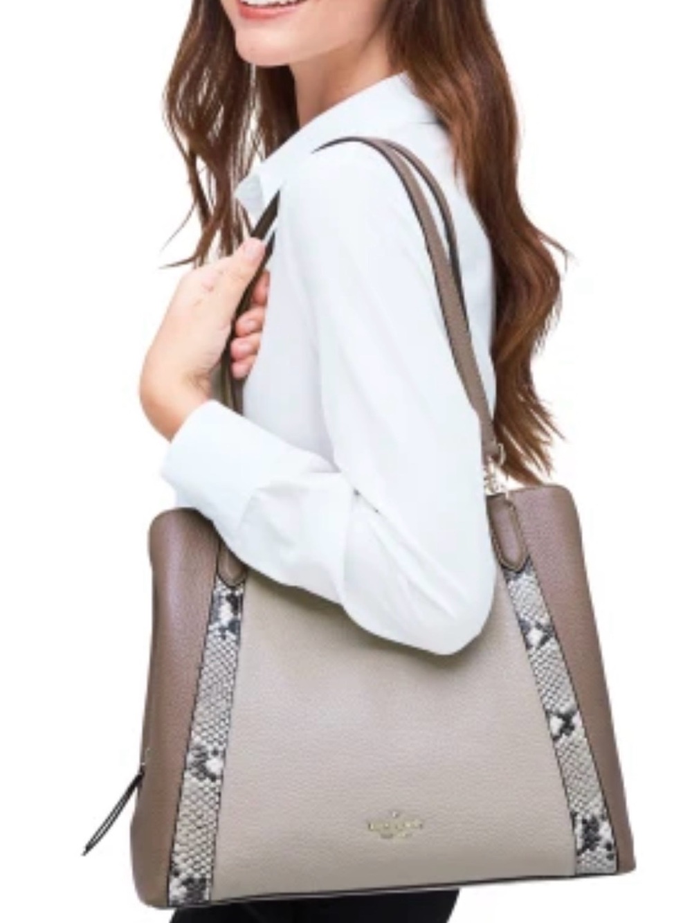 Kate Spade Satchel Jackson Large Triple Compartment Tote Pebble & Snake Leather